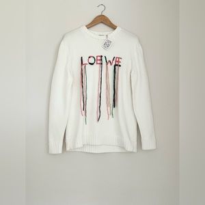 BRAND NEW LOEWE INTARSIA KNIT SWEATER WITH YARN STITCHED LOGO